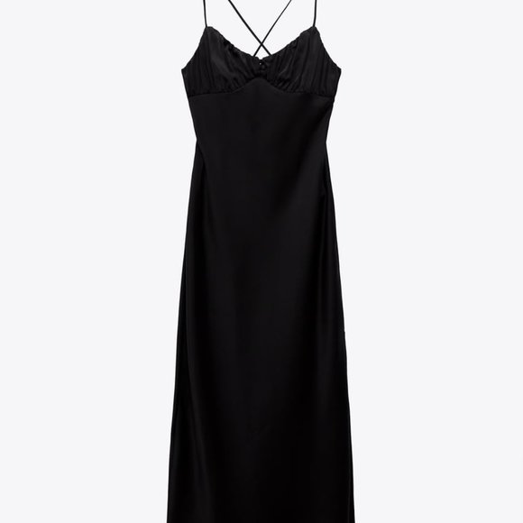 Zara Dresses Zara Black Satin Slip Dress Poshmark